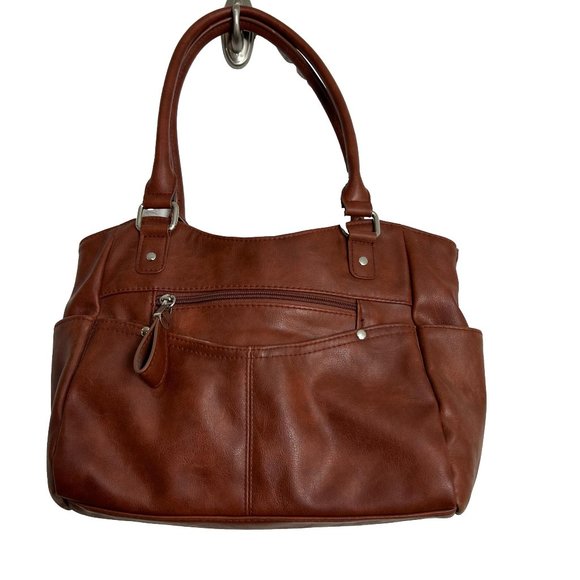 Rosetti Womens Purse Handbag Brown Faux Leather Double Handle Lots of Pockets - Picture 1 of 15